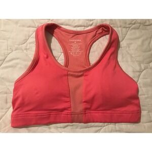 Zaggora Womens‎ Racerback Sports Bra Coral Pink Mesh Trim Athletic Top Size M